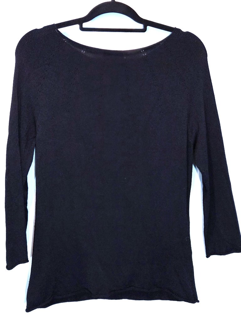 Vintage Ann Taylor Black 3/4 Sleeve Rolled Neck Sweater Size M